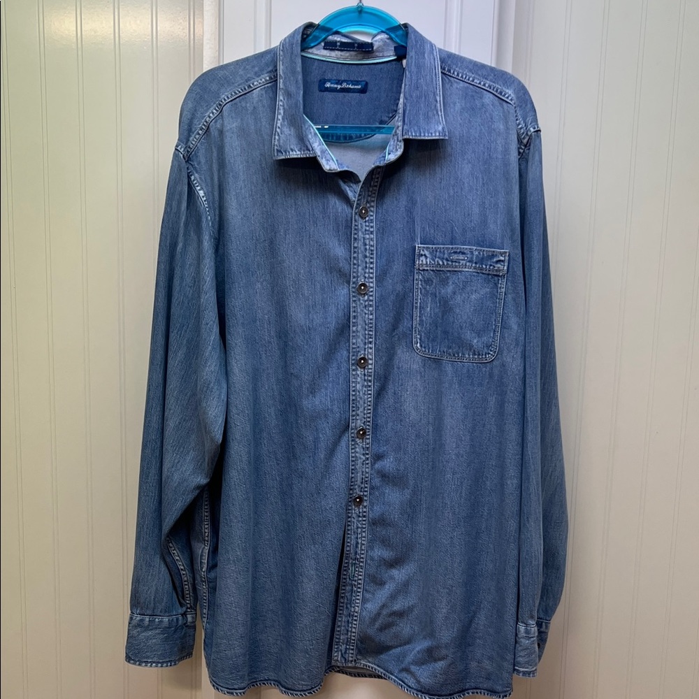 Tommy Bahama faded denim button-up shirt - blue